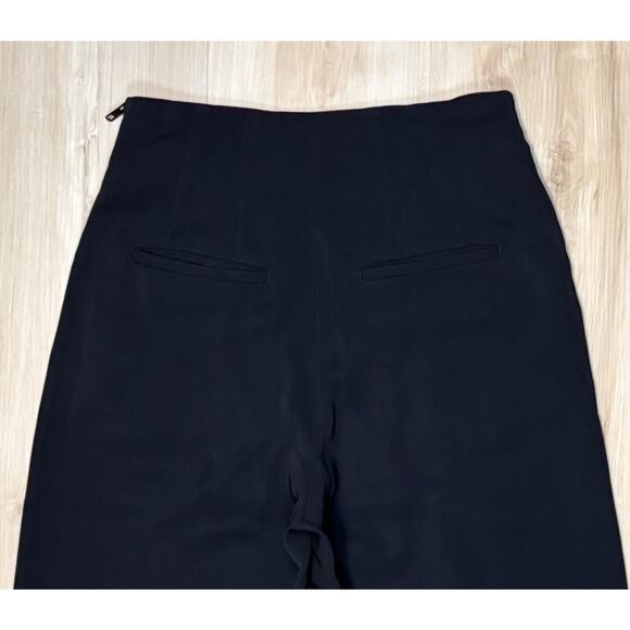 ALC Wide Leg Crop Trousers sz 2 Black 22" Inseam Side-Zip Viscose - Picture 4 of 16